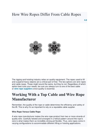 How Wire Ropes Differ From Cable Ropes