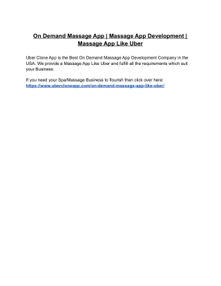 On Demand Massage App | Massage App Development | Massage App Like Uber