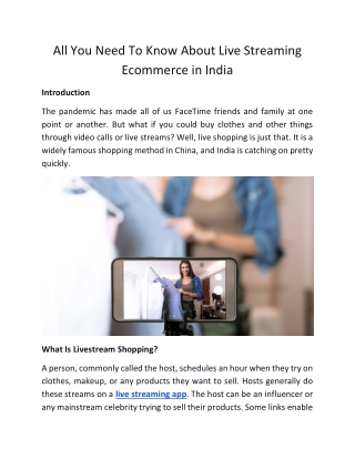 All You Need To Know About Live Streaming Ecommerce in India