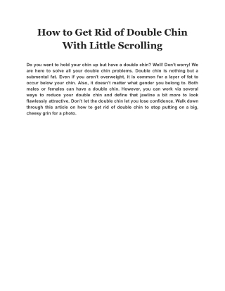 How to Get Rid of Double Chin With Little Scrolling