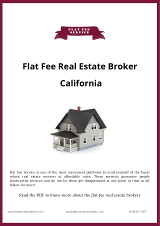 Flat Fee Real Estate Brokers In California