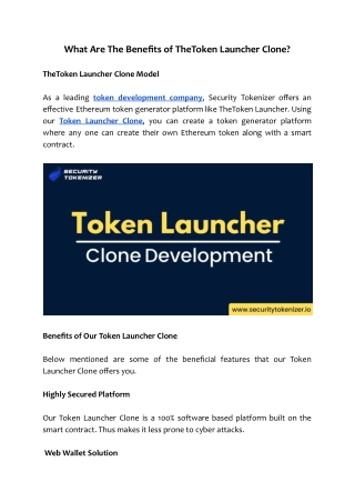 What Are The Benefits of TheToken Launcher Clone?