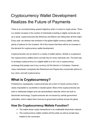 Cryptocurrency Wallet Development Realizes the Future of Payments (1)