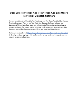 Uber Like Tow Truck App | Tow Truck App Like Uber | Tow Truck Dispatch Software