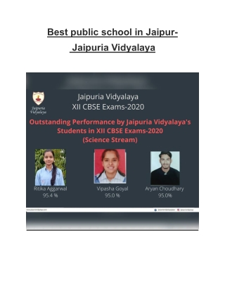 Best public school in Jaipur-Jaipuria Vidhyalaya