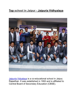 Top school in jaipur - Jaipuria Vidyalaya