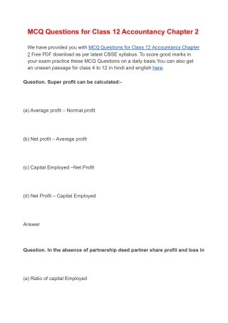 MCQ Questions for Class 12 Accountancy Chapter 2 Free PDF Download