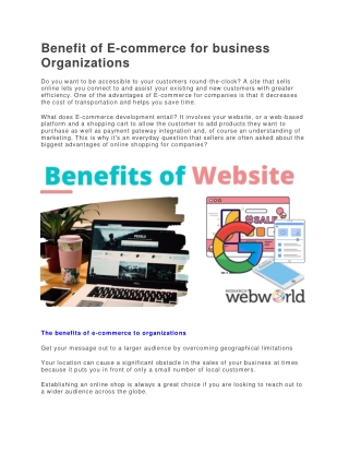 Benefit of E-commerce for business Organizations