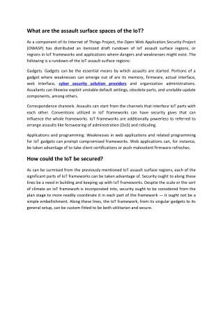 What are the assault surface spaces of the IoT