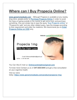 Where can I Buy Propecia Online?