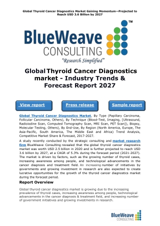 Global Thyroid Cancer Diagnostics market - Industry Trends & Forecast Report 2027