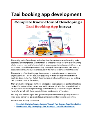 Taxi booking app development