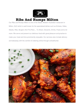 5% off - Ribs and Rumps Milton Restaurant Menu, QLD