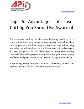 Top 6 Advantages of Laser Cutting You Should Be Aware of
