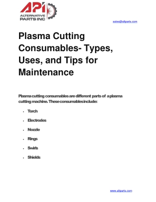 Plasma Cutting Consumables- Types, Uses, and Tips for Maintenance