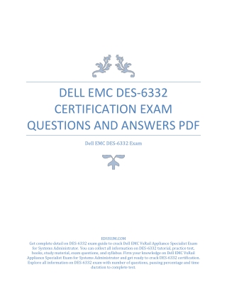 Dell EMC DES-6332 Certification Exam Questions and Answers PDF