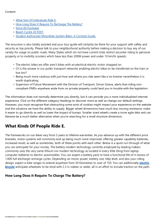 Validities Of Electric Bike Usage