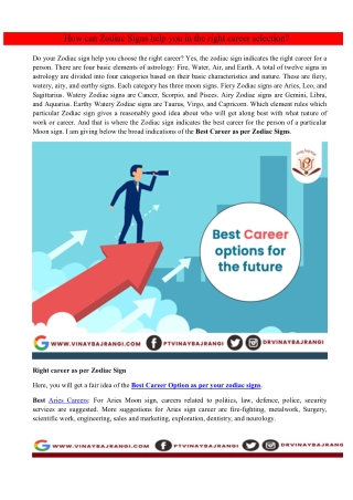 How can Zodiac Signs help you in the right career selection