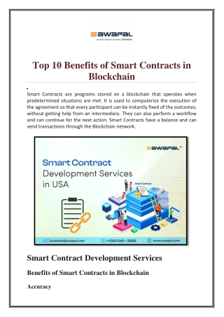 Top 10 Benefits of Smart Contracts in Blockchain