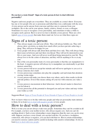 Signs of toxic people