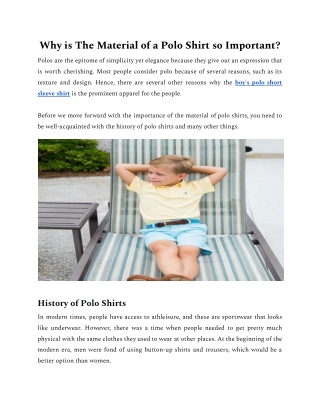 Why is The Material of a Polo Shirt so Important?