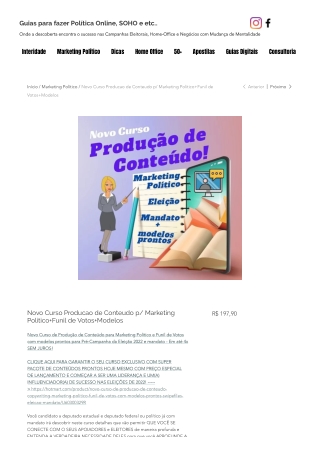 Novo Curso de Produção de Conteúdo  Marketing Politico Funil de Votos modelos prontos PréCampanha Eleição 2022  mandato