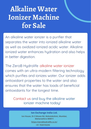 Alkaline Water Ionizer Machine for Sale