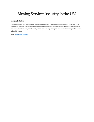 Moving Services industry in the US