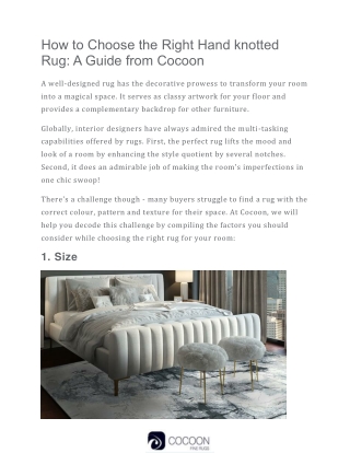 How to Choose the Right Hand knotted Rug: A Guide from Cocoon | Cocoon Fine Rugs