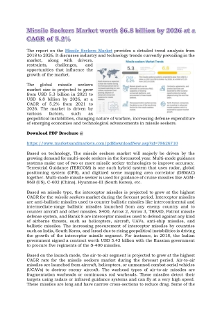 Missile Seekers Market worth $6.8 billion by 2026 at a CAGR of 5.2%