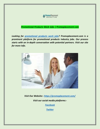 Promotional Products Work Jobs | Promoplacement.com