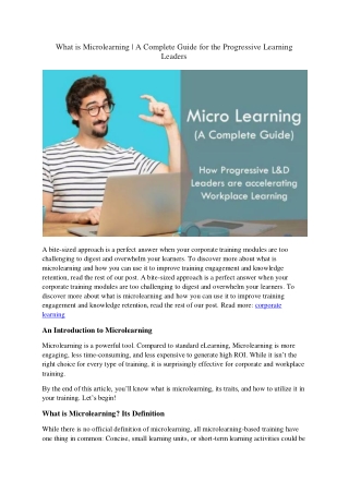What is Microlearning A Complete Guide for the Progressive Learning Leaders