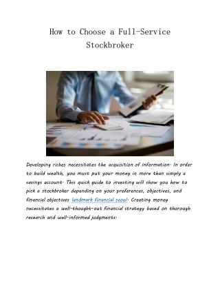 How to Choose a Full-Service Stockbroker