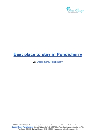 Best place to stay in Pondicherry