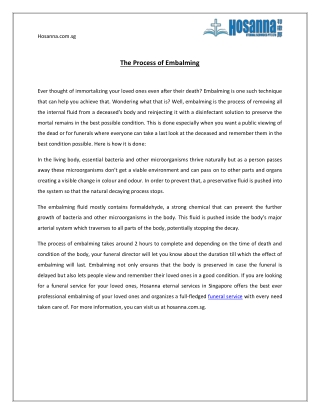 The Process of Embalming