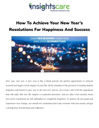 How To Achieve Your New Year’s Resolutions For Happiness And Success.