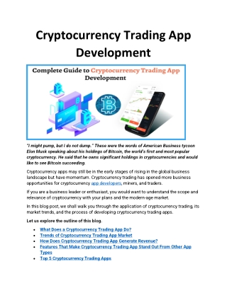 Cryptocurrency Trading App Development