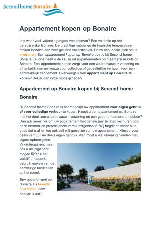 Appartement kopen Bonaire