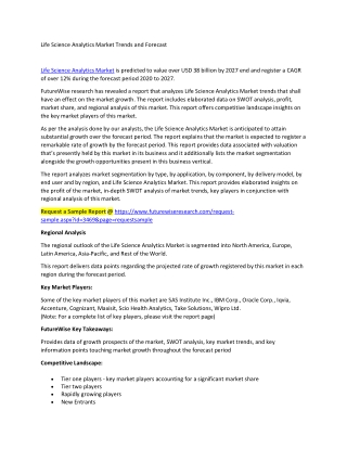 Life Science Analytics Market Trends and Forecast