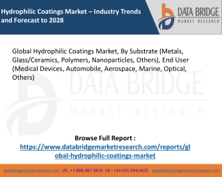 Global Hydrophilic Coatings Market – Industry Trends and Forecast to 2028
