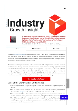 Zinc Oxide Photocatalyst Market Report | Global Forecast To 2028