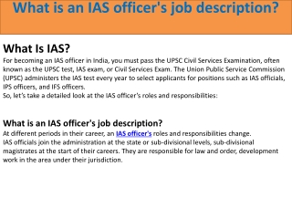 What is an IAS officer's job description