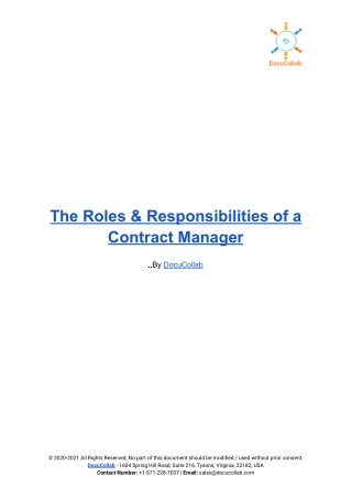 The Roles & Responsibilities of a Contract Manager