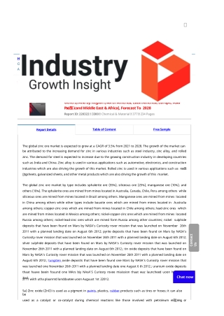 Zinc Ore Market Research | Global Industry Analysis & Forecast To 2028