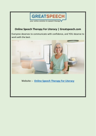 Online Speech Therapy For Literacy | Greatspeech.com