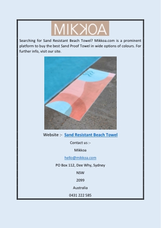 Sand Resistant Beach Towel | Mikkoa.com