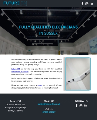 FULLY QUALIFIED ELECTRICIANS IN SUSSEX