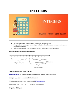 Natural Numbers And Whole Numbers-INTEGERS