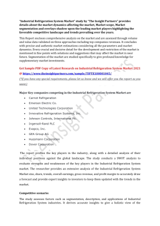Industrial Refrigeration System Market to 2025 - Global Analysis and Forecast