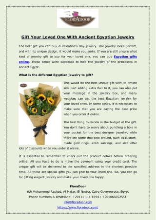 Gift Your Loved One With Ancient Egyptian Jewelry